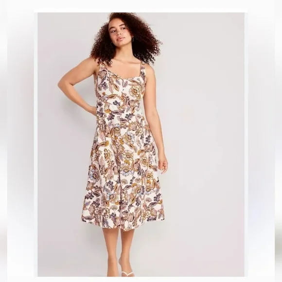 Fit & Flare Linen Midi Dress | Size 2X - Picture 5 of 7